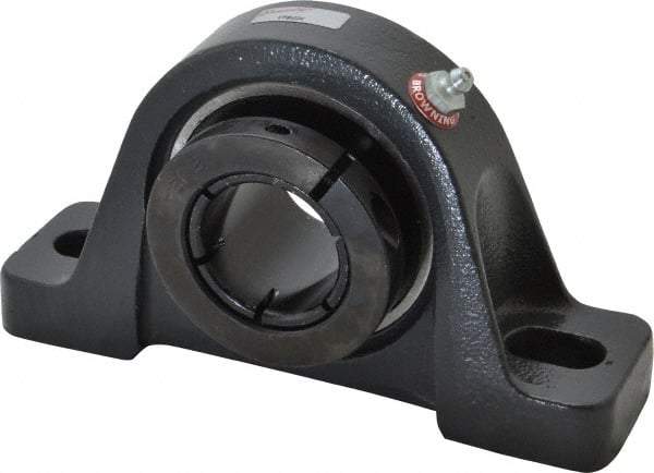 Browning - 1-1/2" ID, 7-1/8" OAL x 4" OAH Pillow Block - 4,467 Lb Static Cap, 7,340 Lb Dyn Cap, 5-3/8" Btw Mnt Hole Ctrs, 2" Base-to-Ctr Ht, Cast Iron - USA Tool & Supply