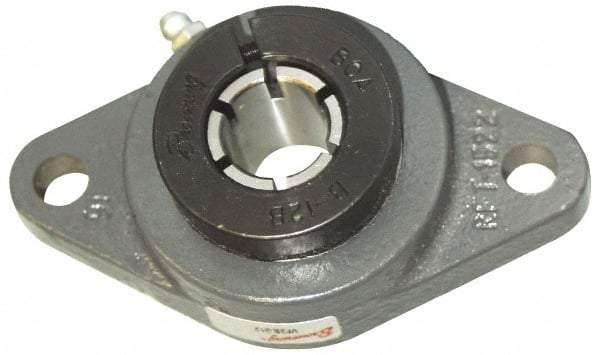 Browning - 1-1/2" ID, 6-3/4" OAL x 4-1/8" OAH 2-Bolt Flange - 4,467 Lb Static Cap, 7,340 Lb Dyn Cap, 5-21/32" Btw Mnt Hole Ctrs, Cast Iron - USA Tool & Supply
