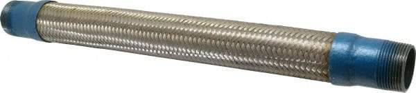 Mason Ind. - 1-1/4" Pipe, Braided Stainless Steel Single Arch Hose Pipe Expansion Joint - 18" Long, 500 Max psi, Male NPT - USA Tool & Supply