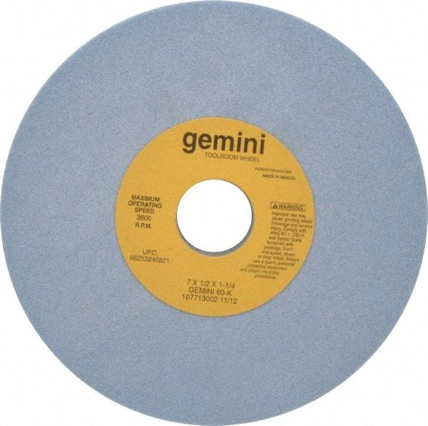 Norton - 7" Diam x 1-1/4" Hole x 1/2" Thick, K Hardness, 60 Grit Surface Grinding Wheel - Aluminum Oxide, Type 1, Medium Grade, 3,600 Max RPM, No Recess - USA Tool & Supply