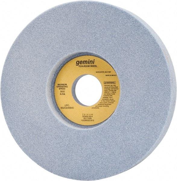 Norton - 7" Diam x 1-1/4" Hole x 1" Thick, K Hardness, 60 Grit Surface Grinding Wheel - Aluminum Oxide, Type 5, Medium Grade, 3,600 Max RPM, One-Side Recess - USA Tool & Supply