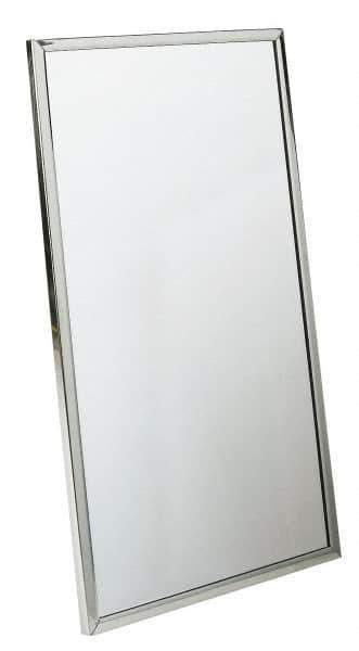 Bradley - 18 Inch Wide x 36 Inch High, Theft Resistant Rectangular Glass Washroom Mirror - Stainless Steel Frame - USA Tool & Supply