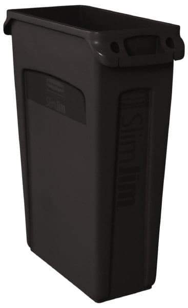 Rubbermaid - 23 Gal Black Rectangle Trash Can - Polyethylene, 30" High x 22" Long x 11" Wide - USA Tool & Supply