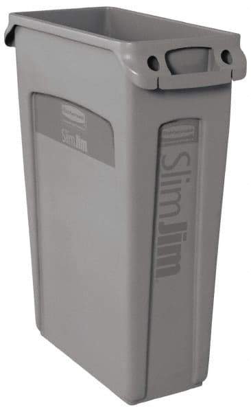 Rubbermaid - 23 Gal Gray Rectangle Trash Can - Polyethylene, 30" High x 22" Long x 11" Wide - USA Tool & Supply