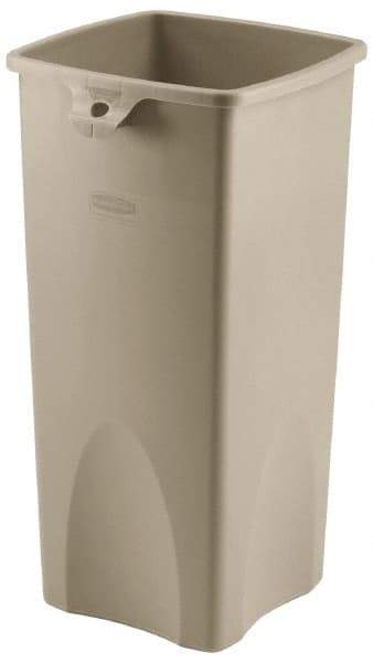 Rubbermaid - 23 Gal Beige Square Trash Can - Polyethylene, 30.9" High x 16-1/2" Long x 15-1/2" Wide - USA Tool & Supply