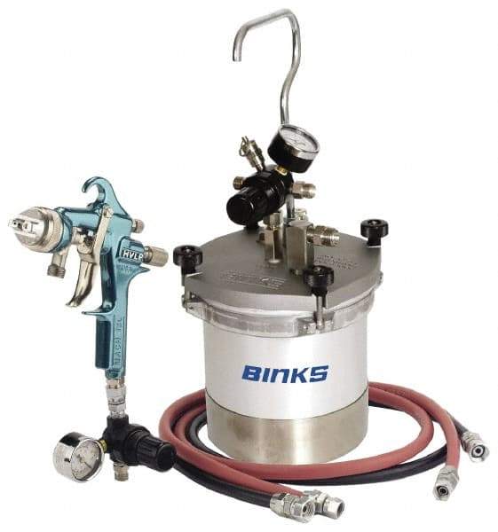 Binks - High Volume/Low Pressure Paint Spray Gun - 2 Qt Capacity, 10 Max psi, 12 Max CFM, For High Solids, Industrial Automotive, Waterborne - USA Tool & Supply