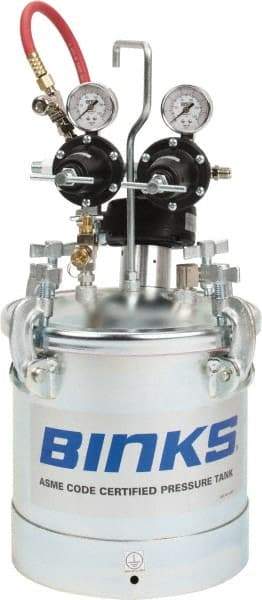 Binks - Paint Sprayer Pressure Tank - 2.8 Gallon Pressure Pot with Agitator and 2 Regulators, Compatible with Pressure Tank and Spray Guns - USA Tool & Supply