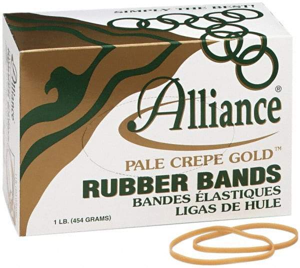 Alliance - 4 Inch Circumference, 1/8 Inch Wide, Pale Crepe Gold Rubber Band Strapping - 970 Pieces - USA Tool & Supply