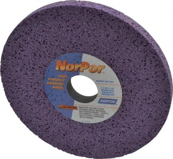 Norton - 7" Diam x 1-1/4" Hole x 1/2" Thick, H Hardness, 60 Grit Surface Grinding Wheel - Ceramic, Type 1, Medium Grade, 3,600 Max RPM, Vitrified Bond, No Recess - USA Tool & Supply