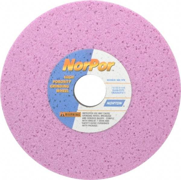 Norton - 7" Diam x 1-1/4" Hole x 1/2" Thick, G Hardness, 46 Grit Surface Grinding Wheel - Aluminum Oxide, Type 1, Coarse Grade, 3,600 Max RPM, Vitrified Bond, No Recess - USA Tool & Supply