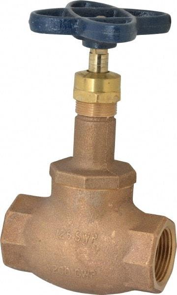 NIBCO - 1" Pipe, Threaded Ends, Bronze Integral Globe Valve - Bronze Disc, Screw-In Bonnet, 200 psi WOG, 125 psi WSP, Class 125 - USA Tool & Supply