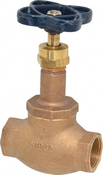 NIBCO - 3/4" Pipe, Threaded Ends, Bronze Integral Globe Valve - Bronze Disc, Screw-In Bonnet, 200 psi WOG, 125 psi WSP, Class 125 - USA Tool & Supply