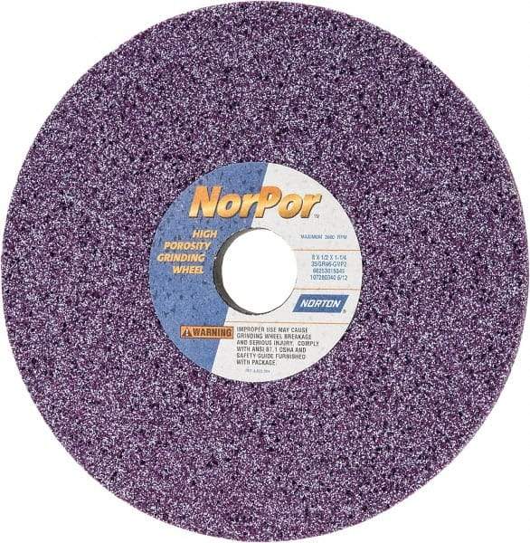 Norton - 8" Diam x 1-1/4" Hole x 1/2" Thick, G Hardness, 46 Grit Surface Grinding Wheel - Ceramic, Type 1, Coarse Grade, 3,600 Max RPM, Vitrified Bond, No Recess - USA Tool & Supply