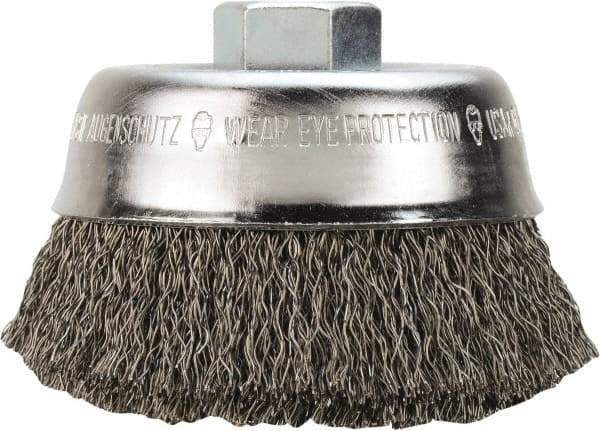 Milwaukee Tool - 4" OD, 5/8" Arbor Hole, Crimped Stainless Steel Wheel Brush - 1/2" Face Width, 3/4" Trim Length, 0.014" Filament Diam, 12,000 RPM - USA Tool & Supply