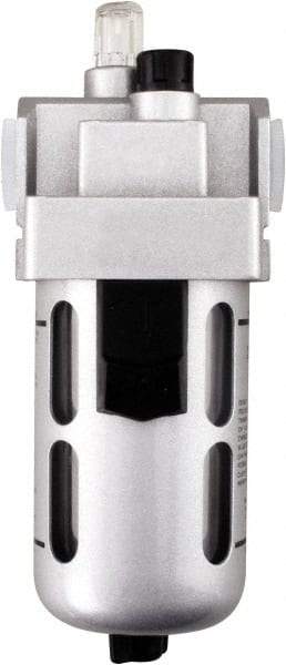 PRO-SOURCE - 3/4" NPT, 145 Max psi Heavy Duty Modular Lubricator - Polycarbonate Bowl with Metal Guard, with Sight Glass, Aluminum Die Cast Body, 255 CFM, 140°F Max Temp, 3.54" Wide x 10-3/4" High - USA Tool & Supply