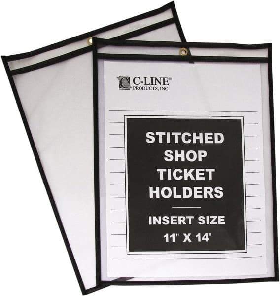 C-LINE - 25 Piece Clear Stitched Shop Ticket Holder - 17" High x 11" Wide - USA Tool & Supply