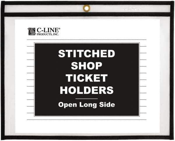 C-LINE - 25 Piece Clear Stitched Shop Ticket Holder-Open Long Side - 11" High x 8-1/2" Wide - USA Tool & Supply
