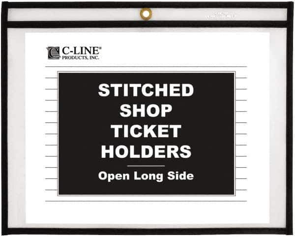 C-LINE - 25 Piece Clear Stitched Shop Ticket Holder-Open Long Side - 12" High x 9" Wide - USA Tool & Supply