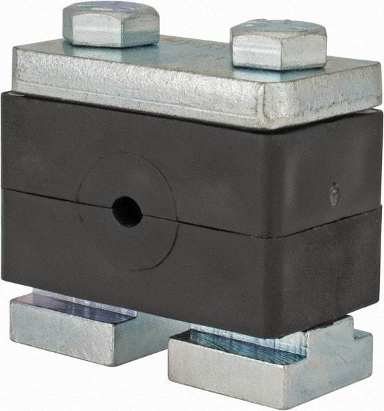 HYDAC - 2.87" Wide x 1.89" High x 1.18" Deep, Polypropylene Heavy Duty C-Rail Mount Vibration-Control Clamp - Carbon Steel Plate, Mount with C-Rail Nuts, Top plates, Clamp Pairs, and Bolts - USA Tool & Supply
