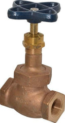NIBCO - 3/4" Pipe, Threaded Ends, Bronze Integral Globe Valve - PTFE Disc, Union Bonnet, 300 psi WOG, 150 psi WSP, Class 150 - USA Tool & Supply