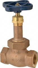 NIBCO - 3/4" Pipe, Threaded Ends, Bronze Renewable Full Plug Disc Globe Valve - Alloy Threads Disc, Union Bonnet, 400 psi WOG, 200 psi WSP, Class 200 - USA Tool & Supply