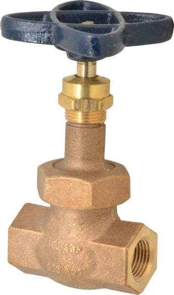 NIBCO - 1/2" Pipe, Threaded Ends, Bronze Renewable Full Plug Disc Globe Valve - Alloy Threads Disc, Union Bonnet, 600 psi WOG, 300 psi WSP, Class 300 - USA Tool & Supply