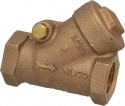 NIBCO - 1/2" Bronze Check Valve - Y-Pattern, FNPT x FNPT, 200 WOG - USA Tool & Supply