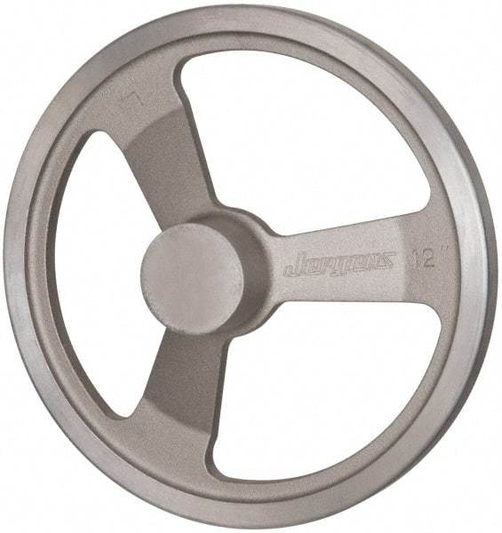 Jergens - 12", 3 Spoke Offset Handwheel - 2-1/2" Hub, Aluminum Alloy, Plain Finish - USA Tool & Supply