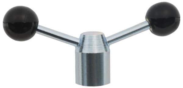 Jergens - 2 Offset Arms, Cadmium Plated, Blank Clamping Handle - 3/8 Inch Arm Diameter, 1-1/4 Inch Hub Diameter, 1 Inch Ball Diameter - USA Tool & Supply