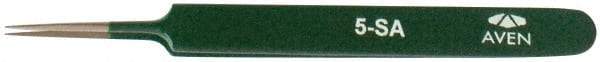 Aven - 4-1/4" OAL 5-SA Color Coded Precision Tweezers - Stainless Steel, 5-SA Pattern - USA Tool & Supply
