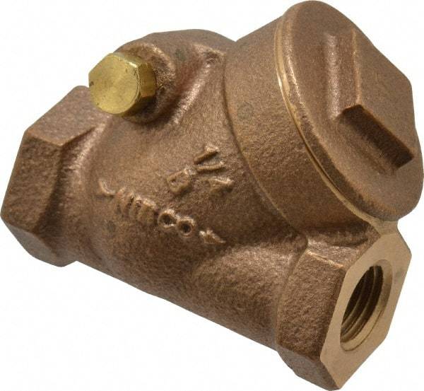 NIBCO - 1/4" Bronze Check Valve - Y-Pattern, FNPT x FNPT, 200 WOG - USA Tool & Supply