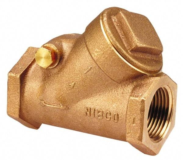 NIBCO - 3" Bronze Check Valve - Y-Pattern, FNPT x FNPT, 300 WOG - USA Tool & Supply