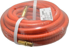 PRO-SOURCE - 3/8" ID x 19/32" OD 25' Long Multipurpose Air Hose - MNPT x MNPT Ends, 300 Working psi, 23 to 150°F, 1/4" Fitting, Orange - USA Tool & Supply