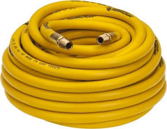 PRO-SOURCE - 3/8" ID x 19/32" OD 50' Long Multipurpose Air Hose - MNPT x MNPT Ends, 300 Working psi, 23 to 150°F, 1/4" Fitting, Yellow - USA Tool & Supply