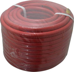 PRO-SOURCE - 3/8" ID x 19/32" OD 100' Long Multipurpose Air Hose - MNPT x MNPT Ends, 300 Working psi, 23 to 150°F, 1/4" Fitting, Red - USA Tool & Supply