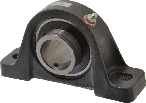 Browning - 1-1/2" ID, 7-1/8" OAL x 3-15/16" OAH Pillow Block - 4,467 Lb Static Cap, 7,340 Lb Dyn Cap, 5-3/8" Btw Mnt Hole Ctrs, 1-15/16" Base-to-Ctr Ht, Cast Iron - USA Tool & Supply