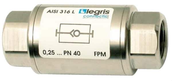 Legris - 1/8" Stainless Steel Check Valve - Unidirectional, FNPT x FNPT, 580 WOG - USA Tool & Supply
