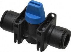 Legris - 12mm Pipe, Standard Port, Composite Miniature Ball Valve - 1 Piece, Inline - Two Way Flow, Push-to-Connect x Push-to-Connect Ends, Short Handle, 150 WOG - USA Tool & Supply
