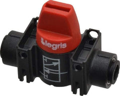 Legris - 1/4" Pipe, Standard Port, Composite Miniature Ball Valve - 1 Piece, Inline - Two Way Flow, Push-to-Connect x Push-to-Connect Ends, Short Handle, 150 WOG - USA Tool & Supply
