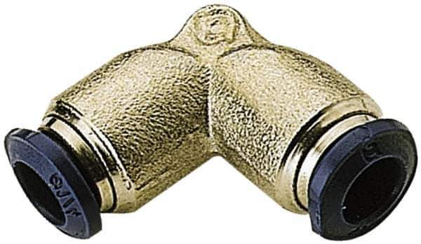 Alpha Technologies - 1/4" Outside Diam, Nickel Plated Brass Push-to-Connect Union Elbow - 250 Max psi, Tube to Tube Connection, Buna O-Ring - USA Tool & Supply