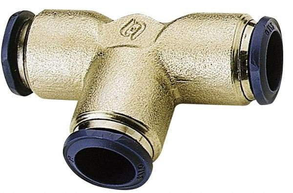 Alpha Technologies - 1/2" Outside Diam, Nickel Plated Brass Push-to-Connect Union Tee - 250 Max psi, Tube to Tube Connection, Buna O-Ring - USA Tool & Supply