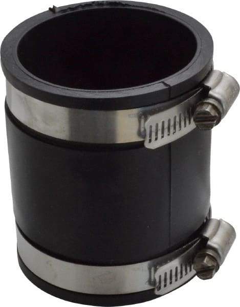Made in USA - 2" PVC Flexible Pipe Coupling with Clamp - 3-1/2" Long, Pipe x Pipe, Stainless Steel Clamp - USA Tool & Supply