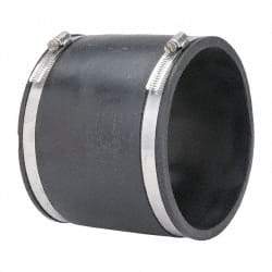 Made in USA - 6" PVC Flexible Pipe Coupling with Clamp - 6" Long, Pipe x Pipe, Stainless Steel Clamp - USA Tool & Supply