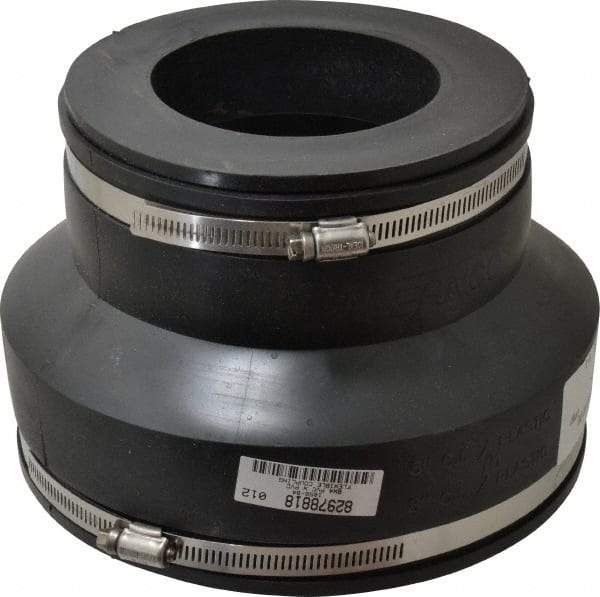 Made in USA - 8 x 4" PVC Flexible Pipe Coupling with Clamp - 6" Long, Pipe x Pipe, Stainless Steel Clamp - USA Tool & Supply