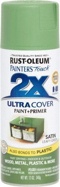 Rust-Oleum - Leafy Green, Satin, Enamel Spray Paint - 8 Sq Ft per Can, 12 oz Container, Use on Multipurpose - USA Tool & Supply