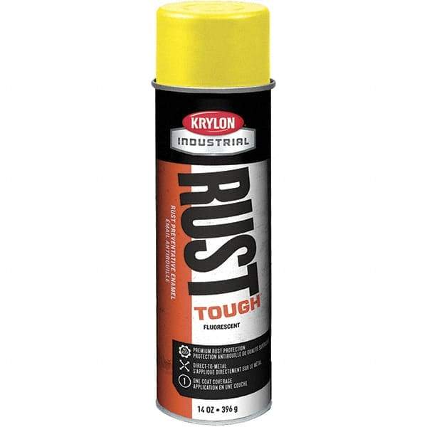 Krylon - Yellow, 15 oz Net Fill, Fluorescent, Acrylic Enamel Spray Paint - 15 to 20 Sq Ft per Can, 20 oz Container - USA Tool & Supply