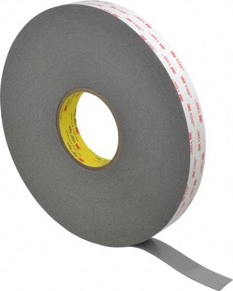 3M - 1" x 36 Yd Acrylic Adhesive Double Sided Tape - 45 mil Thick, Gray, Acrylic Foam Liner, Continuous Roll, Series 4941 - USA Tool & Supply