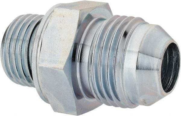 Voss - 3/4-16 x M16x1.5 Male Thread, Zinc Plated Carbon Steel Industrial Pipe Adapter - MJIC x Male Metric - USA Tool & Supply