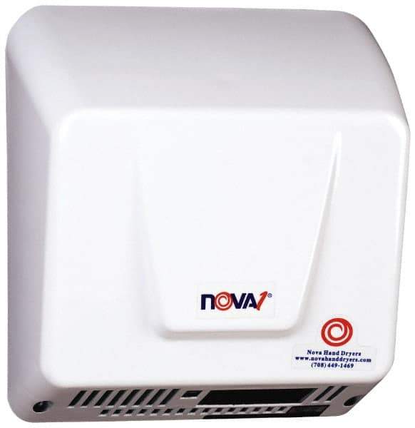 World Dryer - 1000 Watt White Finish Electric Hand Dryer - 120/208/240 Volts, 8 Amps, 9-1/4" Wide x 9-3/4" High x 4" Deep - USA Tool & Supply