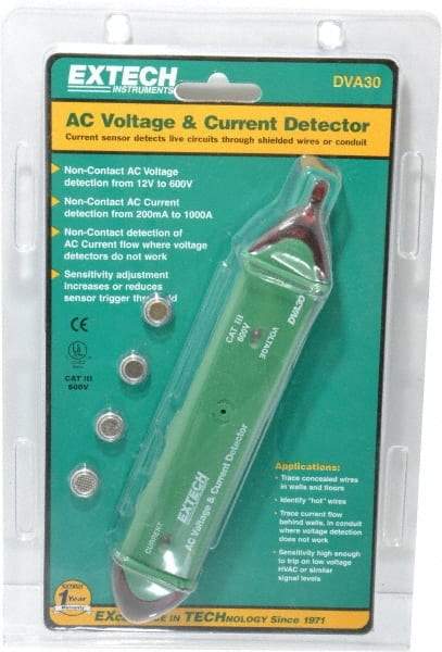 Extech - 12 VAC to 600 VAC, Voltage Tester - LR44 Power Supply - USA Tool & Supply